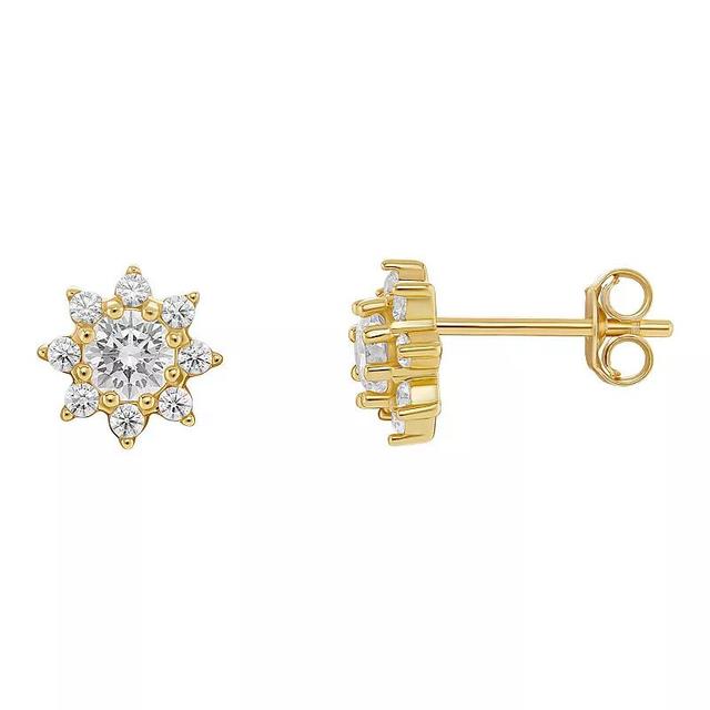 PRIMROSE Birthstone Cubic Zirconia Flower Stud Earrings, Womens, Silver Tone Apr Product Image