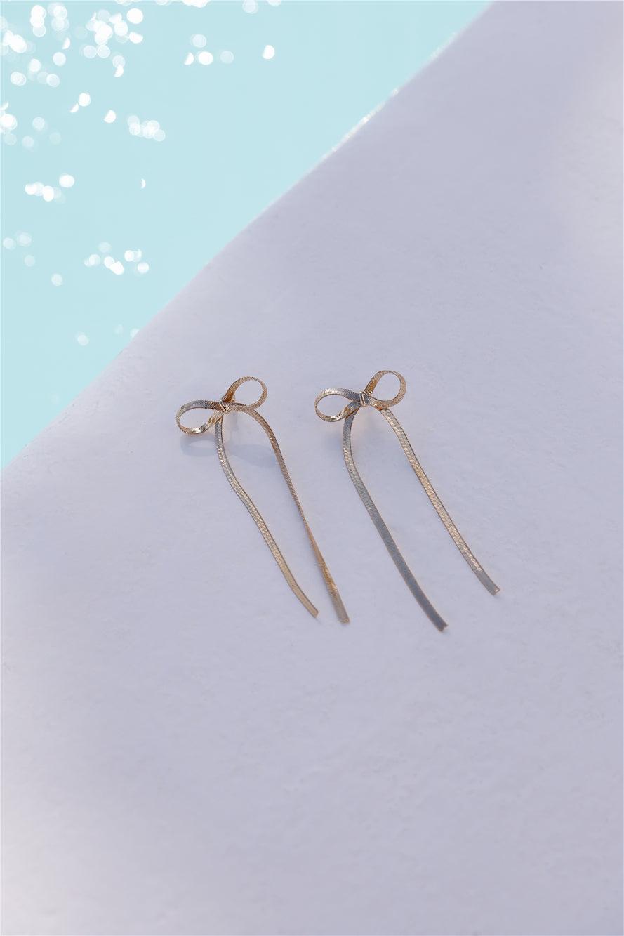 14k Gold Plated Bille Bow Earrings Gold Product Image