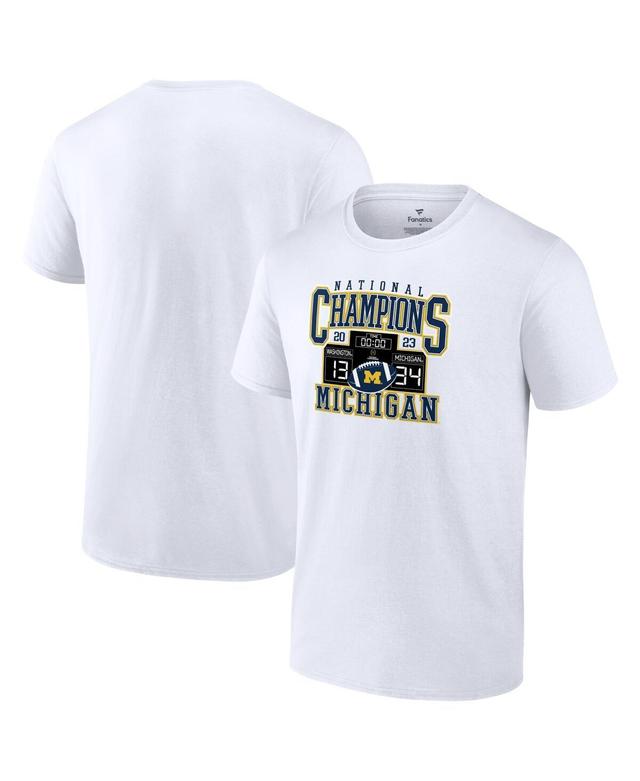 Mens Fanatics White Michigan Wolverines College Football Playoff 2023 National Champions Scoreboard T-shirt Product Image