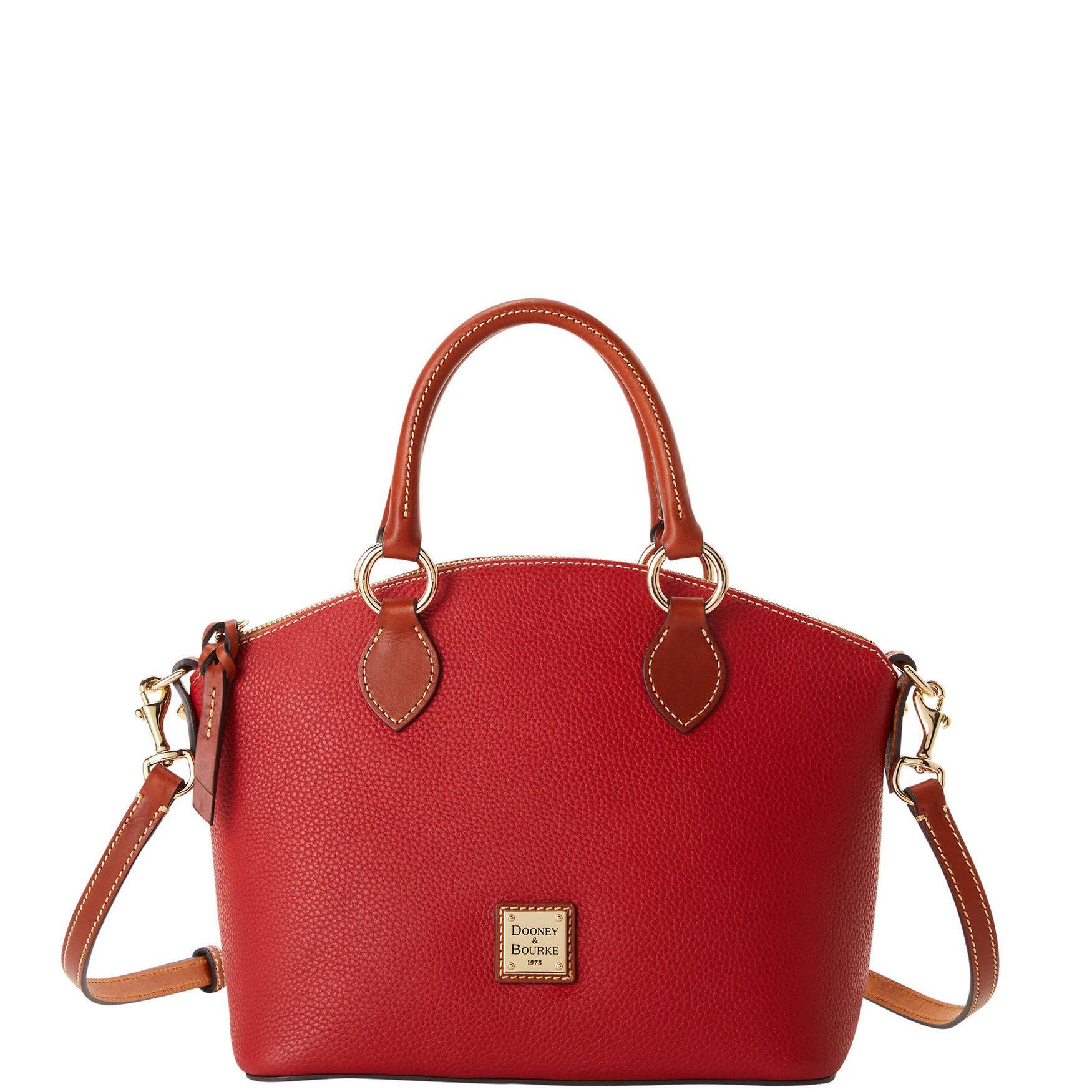 Dooney & Bourke Womens Pebble Grain Leather Satchel Bag in Red Product Image