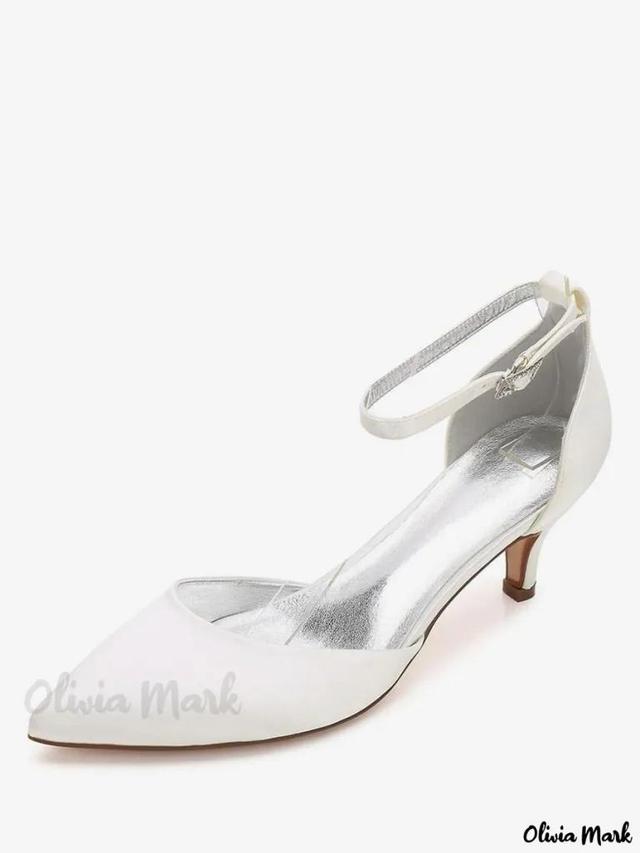 Olivia Mark – Elegant Womens Ankle Strap Kitten Heel Wedding Shoes Product Image