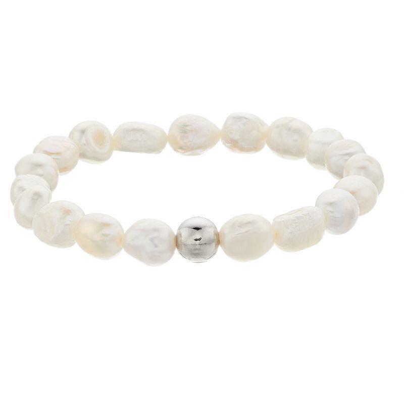 Aleure Precioso Sterling Silver Bead & Freshwater Pearl Bracelet, Womens Product Image