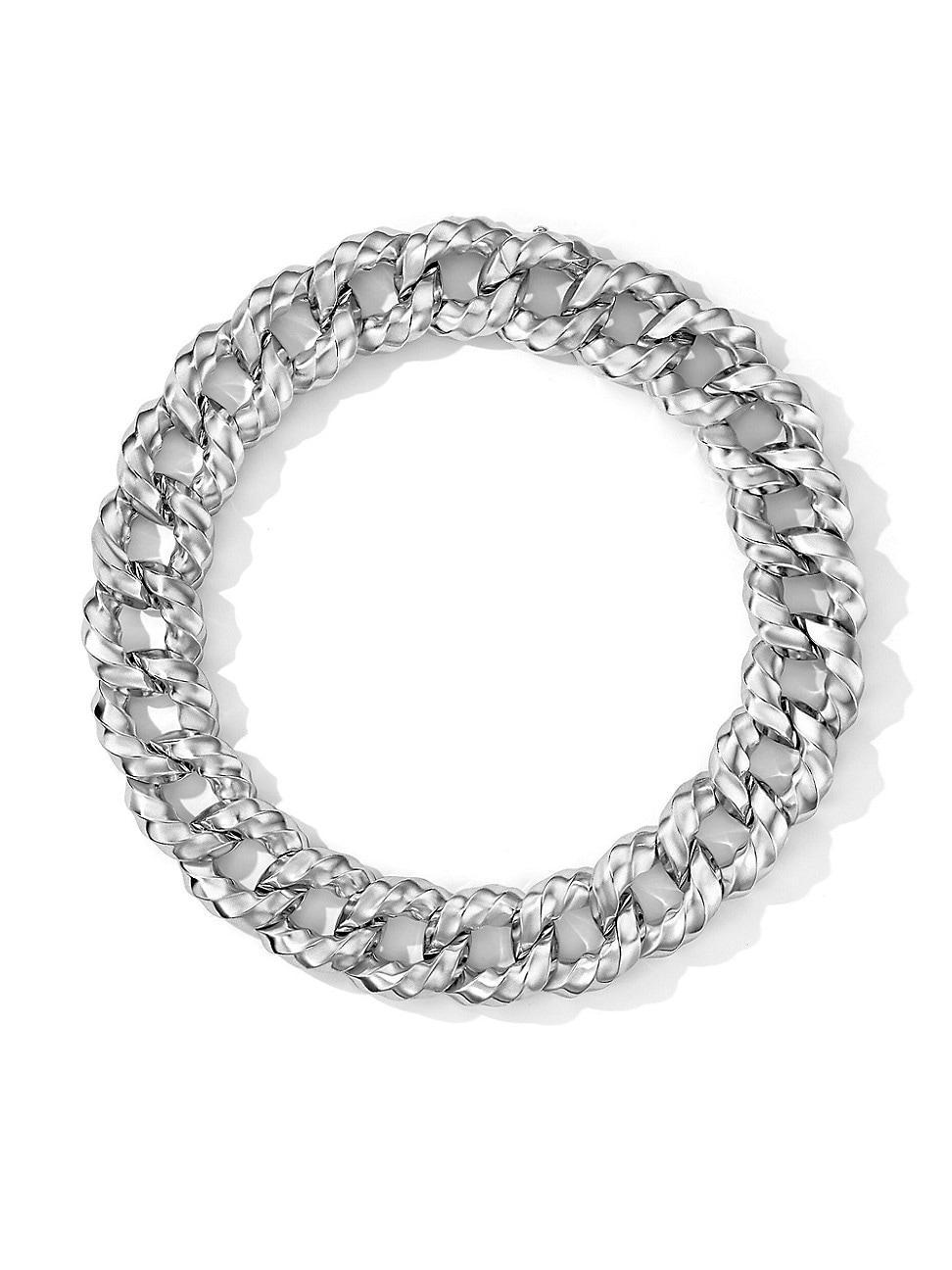 Womens Cable Edge Curb Chain Necklace in Recycled Sterling Silver Product Image