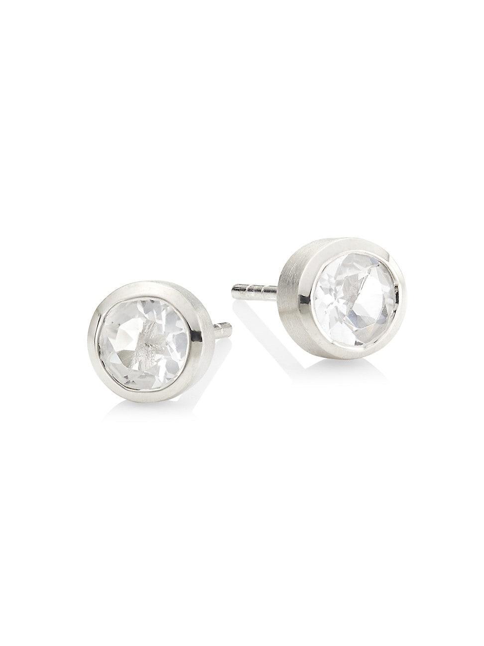 Womens Signature 22K-Gold-Plated & Crystal Quartz Small Knockout Stud Earrings Product Image