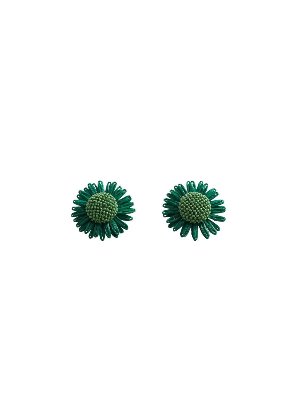 MANGO - Flowers raffia earrings - One size - Women Product Image