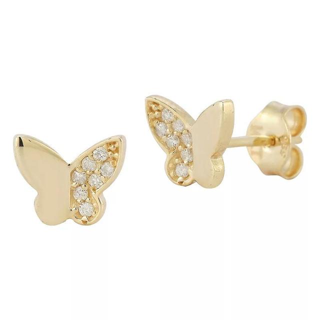 LUMINOR GOLD 14k Gold Diamond Accent Butterfly Stud Earrings, Womens Product Image