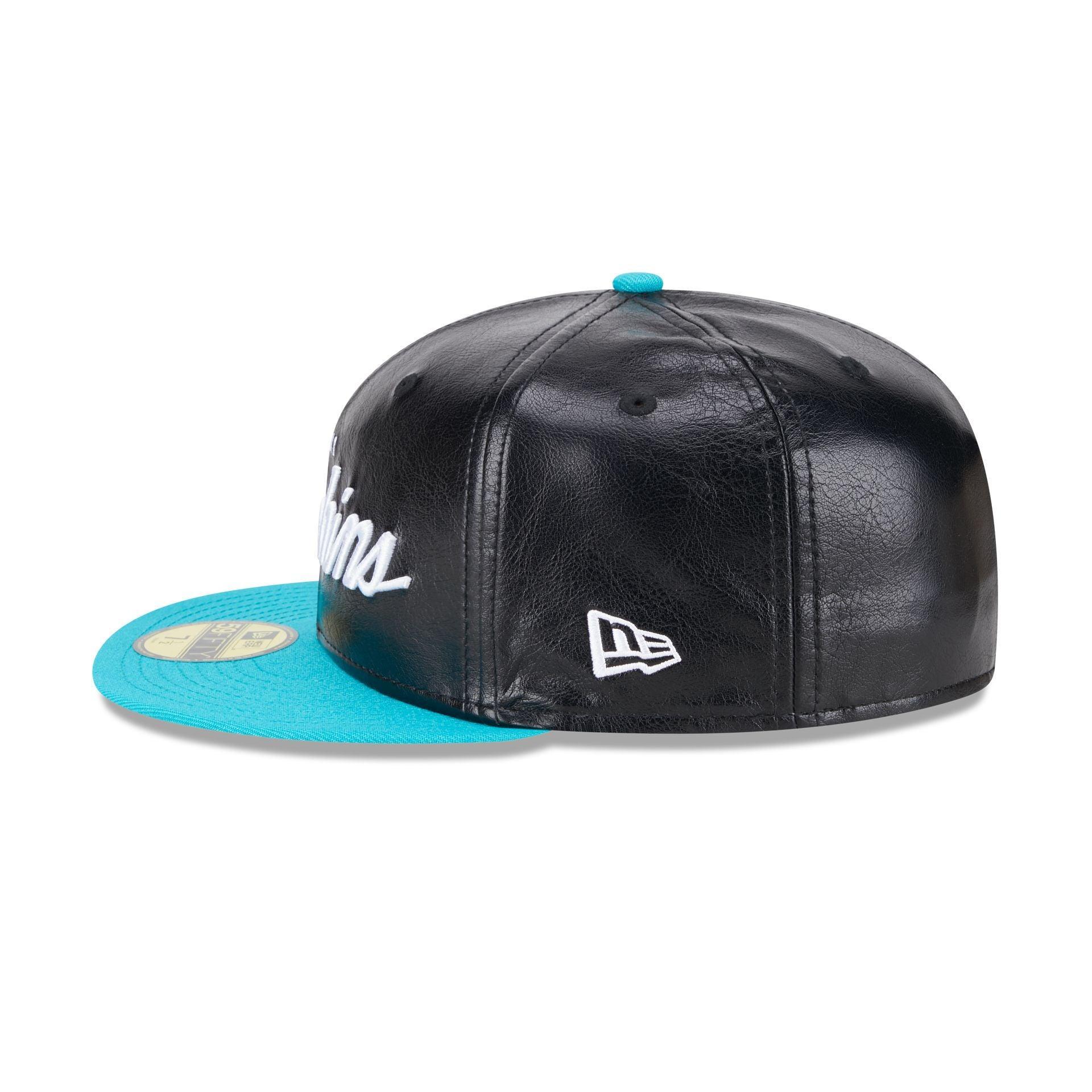 Miami Dolphins Faux Leather Crown 59FIFTY Fitted Hat Male Product Image