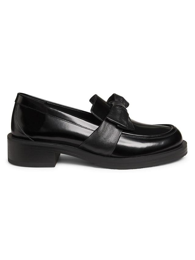 Sofia Bold Leather Bow Loafers Product Image