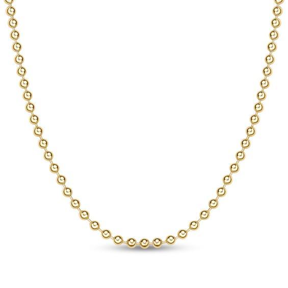 Men's 6.0mm Bead Gold-Tone Chain Necklace in Solid Stainless Steel with Yellow Ion-Plate - 20" Product Image