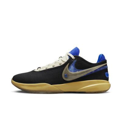 Nike Mens Lebron James Nike Lebron XX - Mens Basketball Shoes Black/White/Metallic Gold Product Image