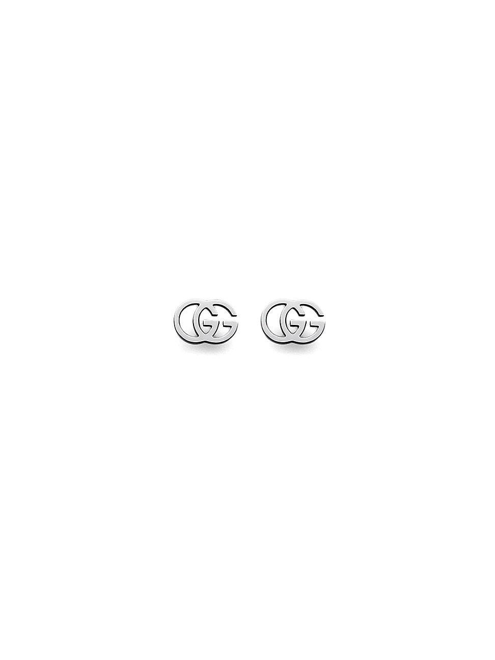 Womens 18K White Gold Double G Earrings Product Image