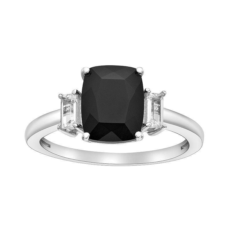 Gemminded Sterling Silver Onyx & White Topaz Ring, Womens Black Product Image