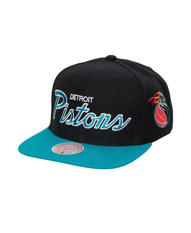 Mens Mitchell & Ness Detroit Pistons Hardwood Classics MVP Team Script 2.0 Snapback Hat Product Image