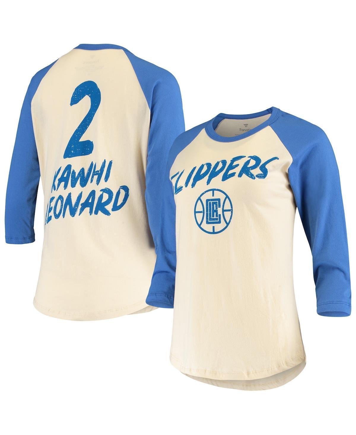 Womens Kawhi Leonard Cream La Clippers Raglan Three-Fourth Sleeve T-shirt Product Image