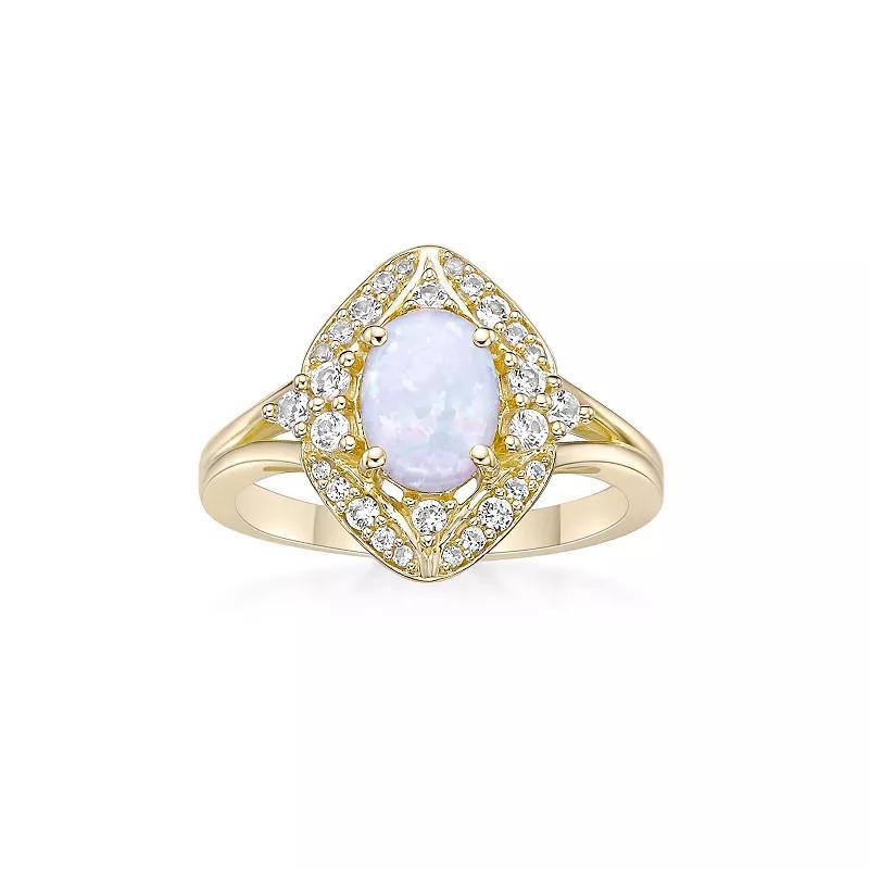 Gemminded 2 Micron Lab-Created Opal & Lab-Created White Sapphire Ring, Womens Gold Tone Product Image