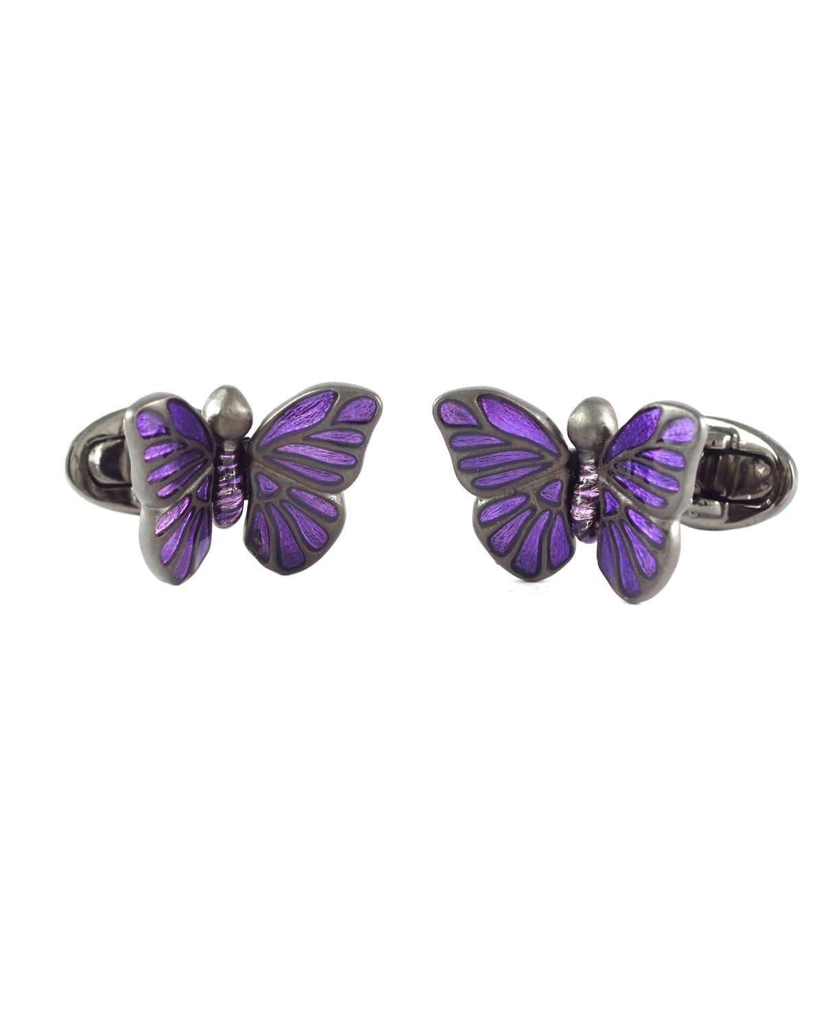 Mens 925 Matte Ruthenium Butterfly Cufflinks - Silver Product Image