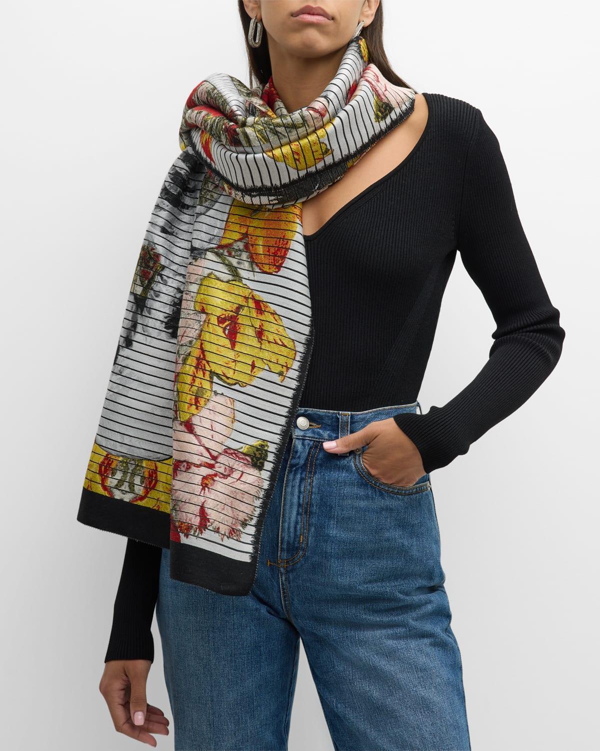 Womens Sliced Skeleton Wool-Blend Scarf Product Image