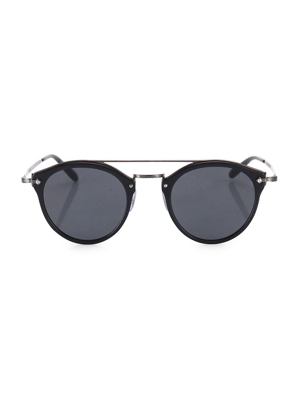 Remick Mirrored Brow-Bar Sunglasses, Semi Matte Black/Antique Pewter Product Image