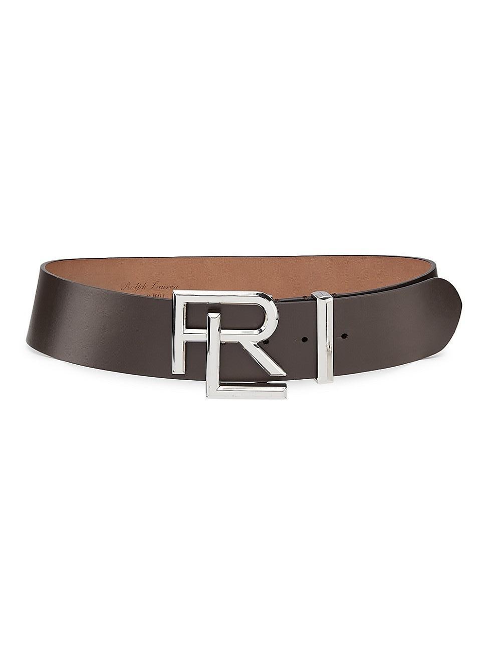 Womens Leather Logo-Buckle Belt Product Image