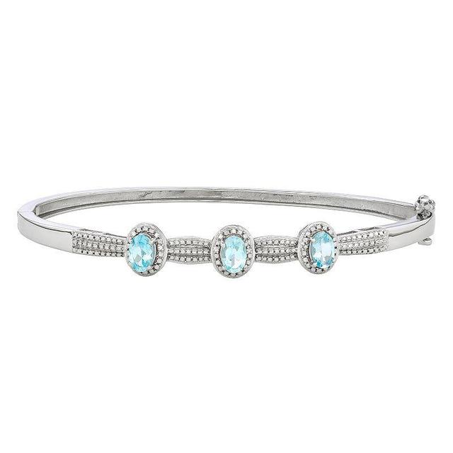 Jewelexcess Sterling Silver Gemstone & Diamond Accent Bangle Bracelet, Womens, Blue Product Image