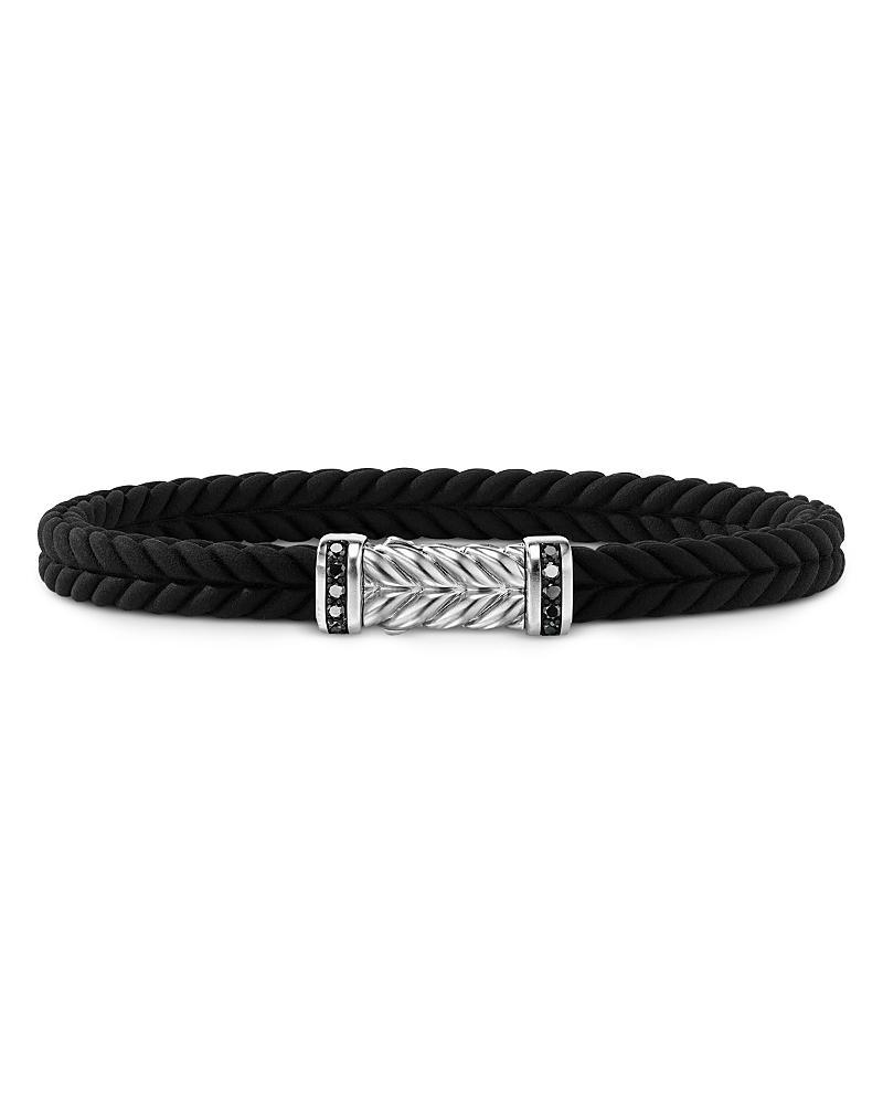 David Yurman Mens Chevron Black Rubber Bracelet with Pave Black Diamonds Product Image