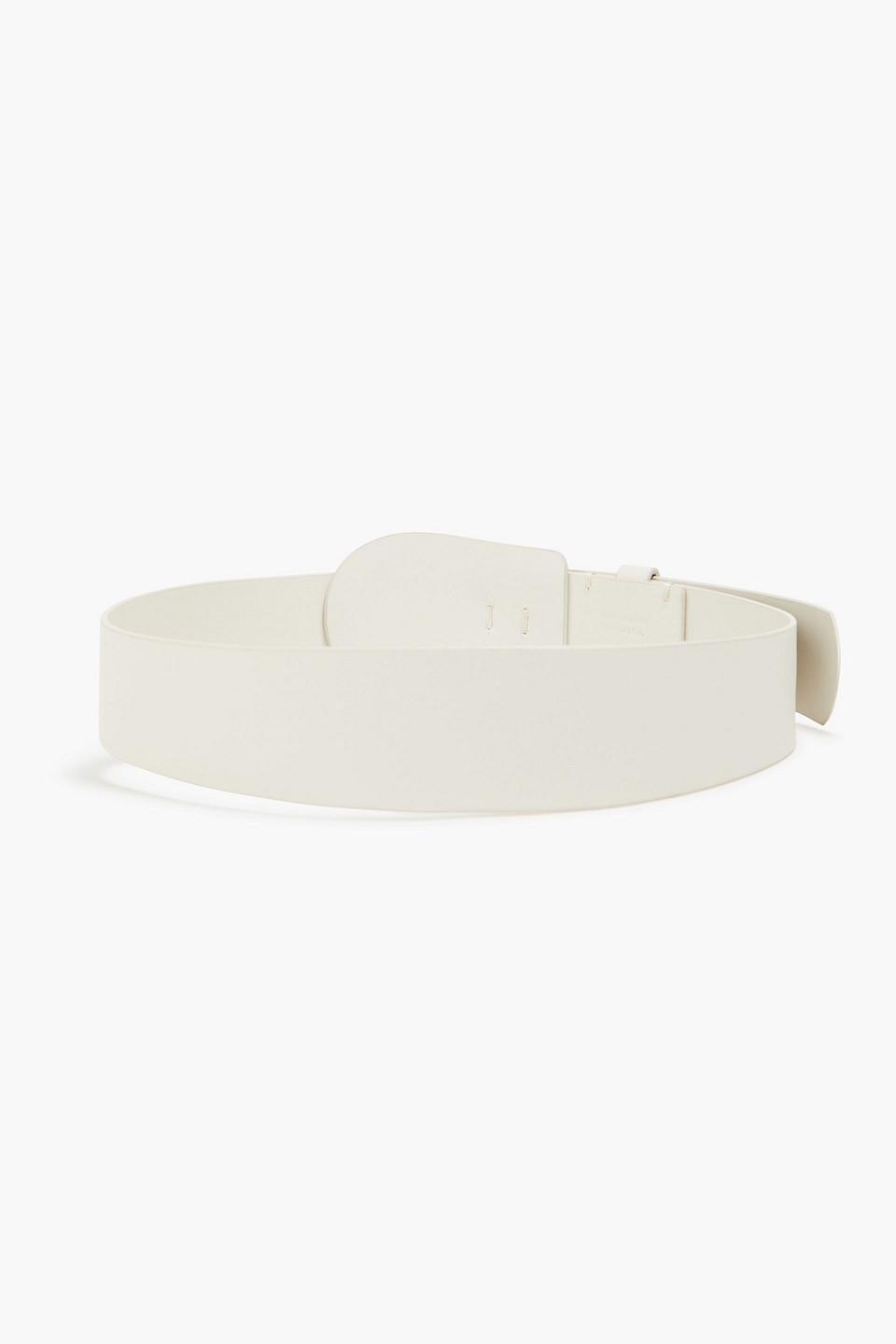 Wide Leather Belt In Ecru Product Image