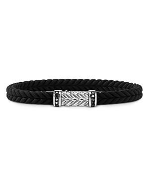 Mens Chevron Rubber Bracelet w/ Black Diamonds, 6mm Product Image