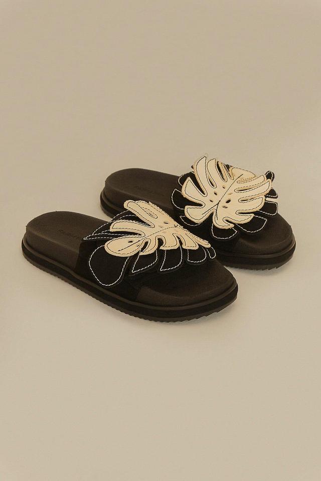 Black And White Monstera Anatomic Slide Sandal, BLACK AND WHITE / 5 Product Image