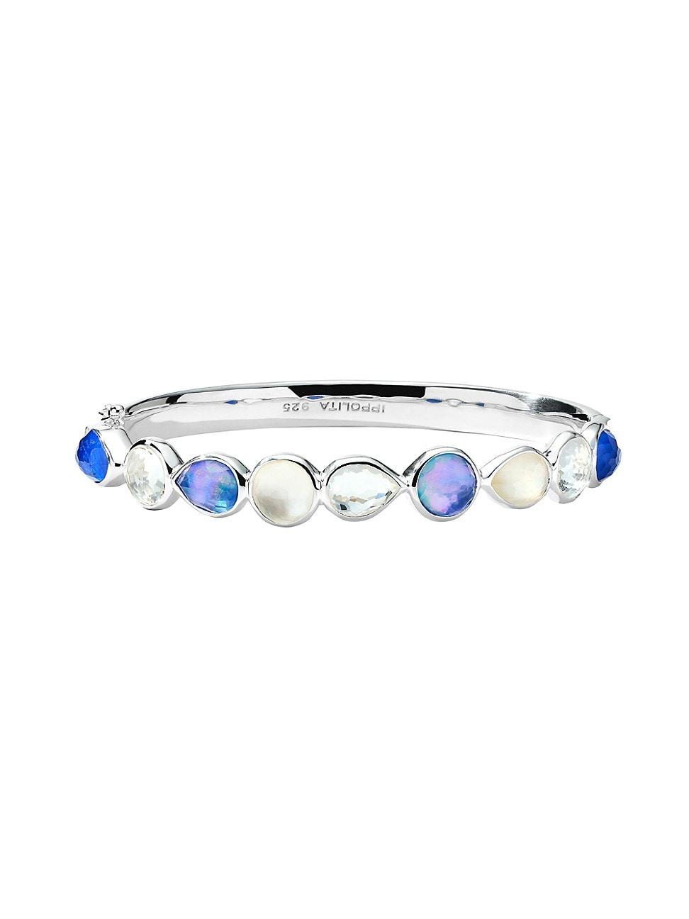 Womens Rock Candy Stone Row Corsica Sterling Silver, Doublet & Triplet Hinged Bangle Product Image