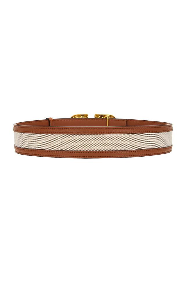 Valentino Garavani - Women's Valentino Garavani Logo Signature Leather And Canvas Belt  - Neutral - 80 cm - Moda Operandi Product Image