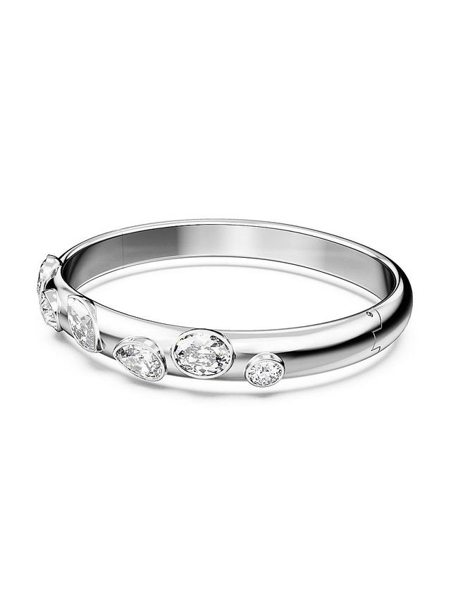 Womens Dextera Rhodium-Plated & Crystal Mixed Cuts Bangle Product Image