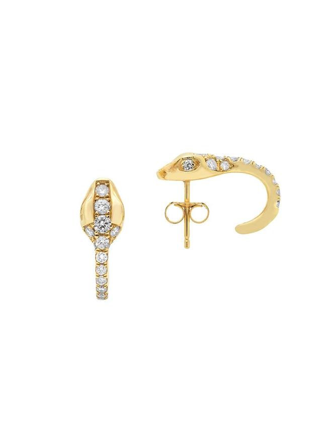 Womens 14K Yellow Gold & 0.66 TCW Diamond Snake Earrings Product Image