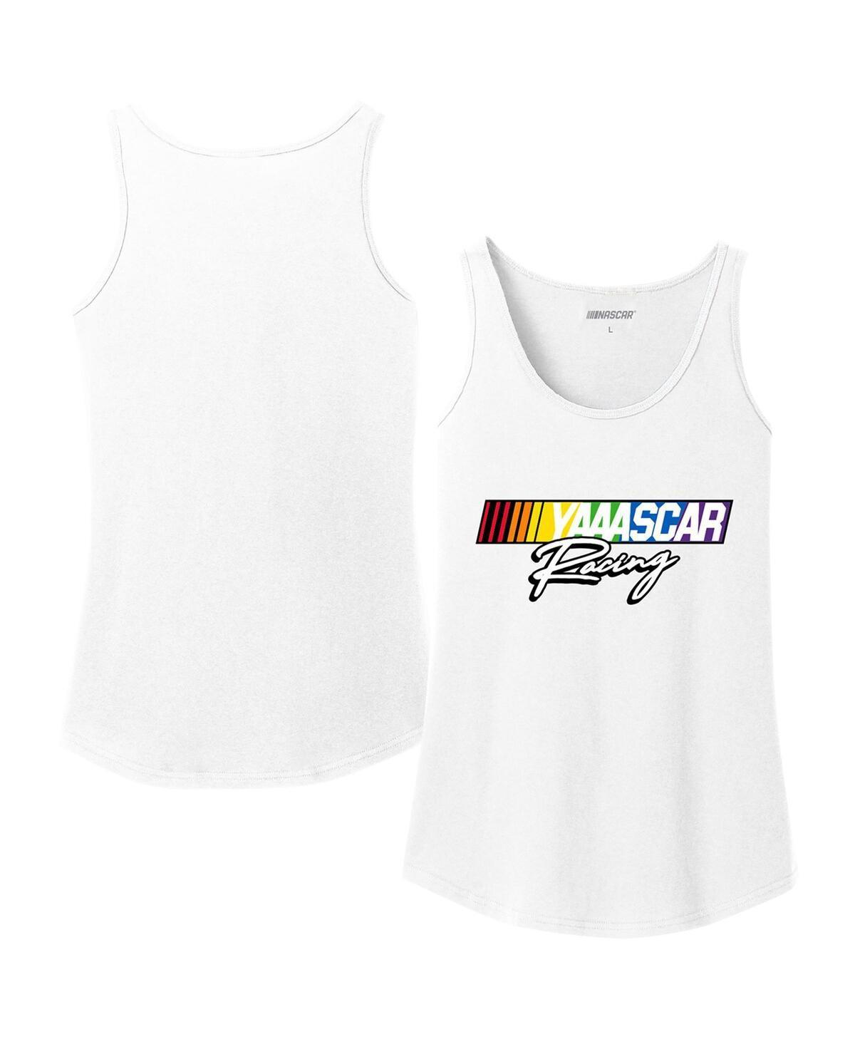 Womens Checkered Flag Sports White Nascar Logo Pride Tank Top Product Image