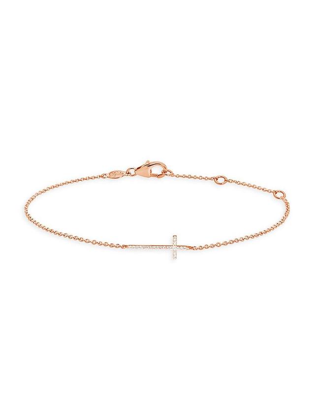 Womens Magic Touch 18K Rose Gold & Diamond Cross Bracelet Product Image