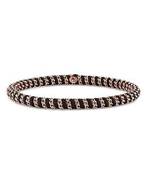 Roberto Demeglio Mens 18K Rose Gold Gio Black Nautical Cord Stretch Bracelet Product Image