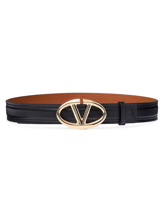 Womens The Bold Edition VLogo Shiny Calfskin Belt 30 MM Product Image