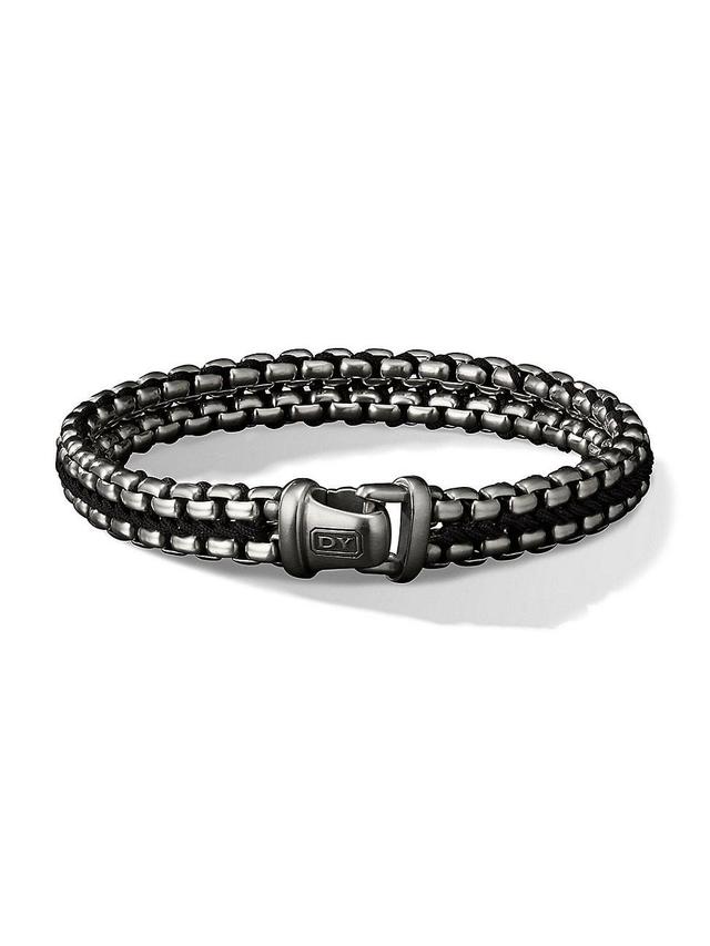 Men's Woven Box Chain Bracelet in Sterling Silver with Nylon, 10mm, 7.5"L Product Image