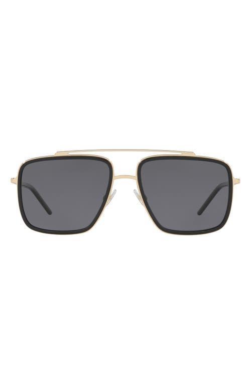 Dolce&gabbana 57mm Polarized Navigator Sunglasses In Gold/black/grey Product Image