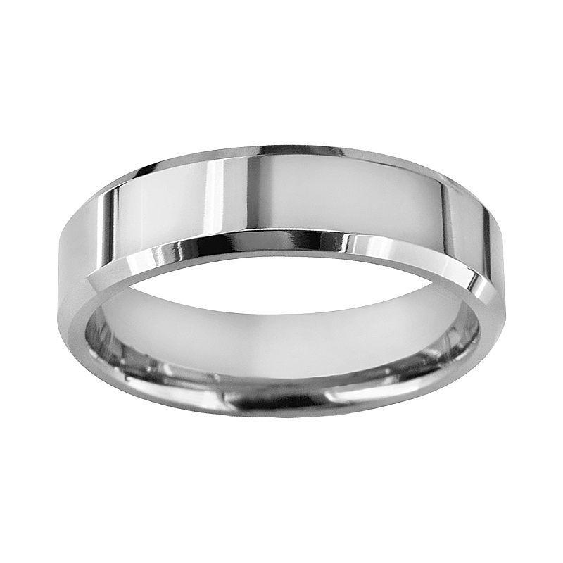 Boston Bay Diamonds Titanium Beveled Wedding Band - Men, Mens Grey Product Image