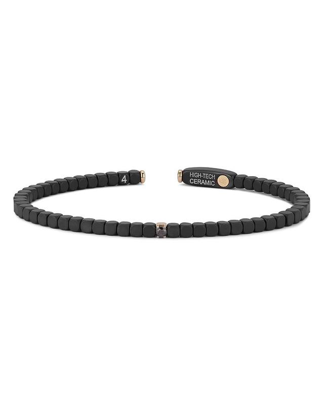 Roberto Demeglio Mens Dado Black Diamond & 18K White Gold Single Bead Bracelet Product Image