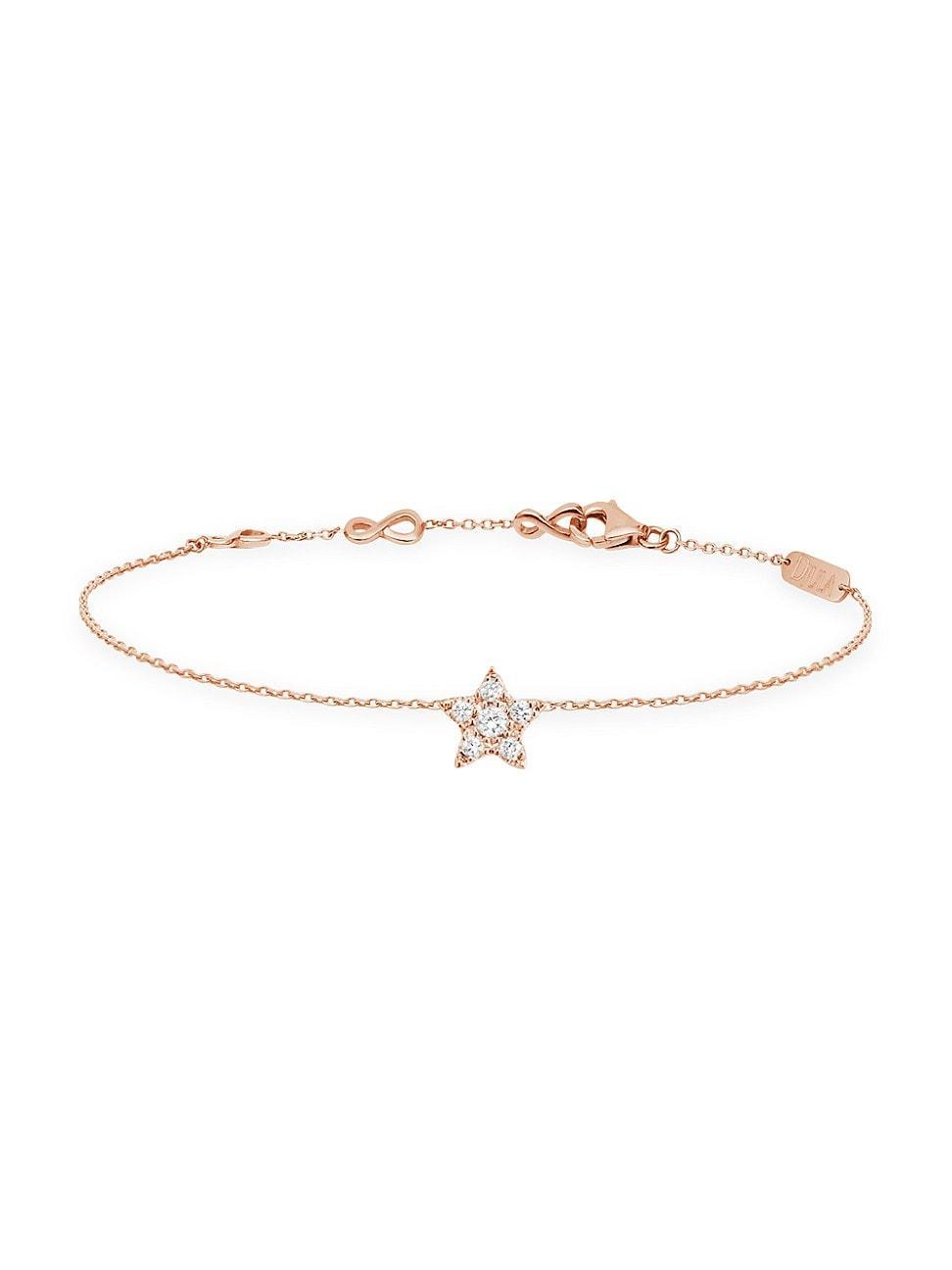 Womens Magic Touch 18K Rose Gold & Diamond Star Chain Bracelet Product Image