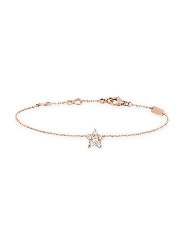 Womens Magic Touch 18K Rose Gold & Diamond Star Chain Bracelet Product Image