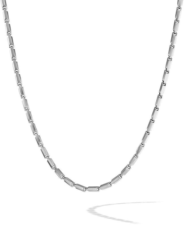 Mens Faceted Link Necklace in Sterling Silver Product Image