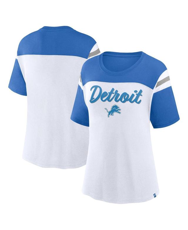 Fanatics Womens White Detroit Lions Cheer Chant Fashion T-Shirt - White, Blue Product Image