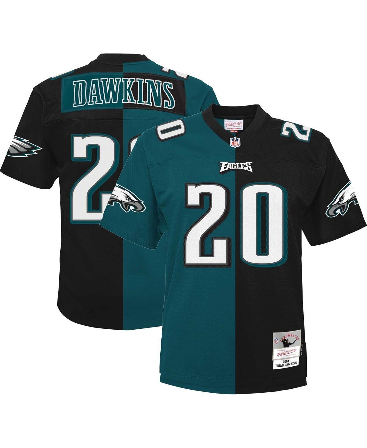 Mens Mitchell & Ness Brian Dawkins Midnight Green and Black Philadelphia Eagles Big and Tall Split Legacy Retired Player Replica Jersey - Green, Blac Product Image