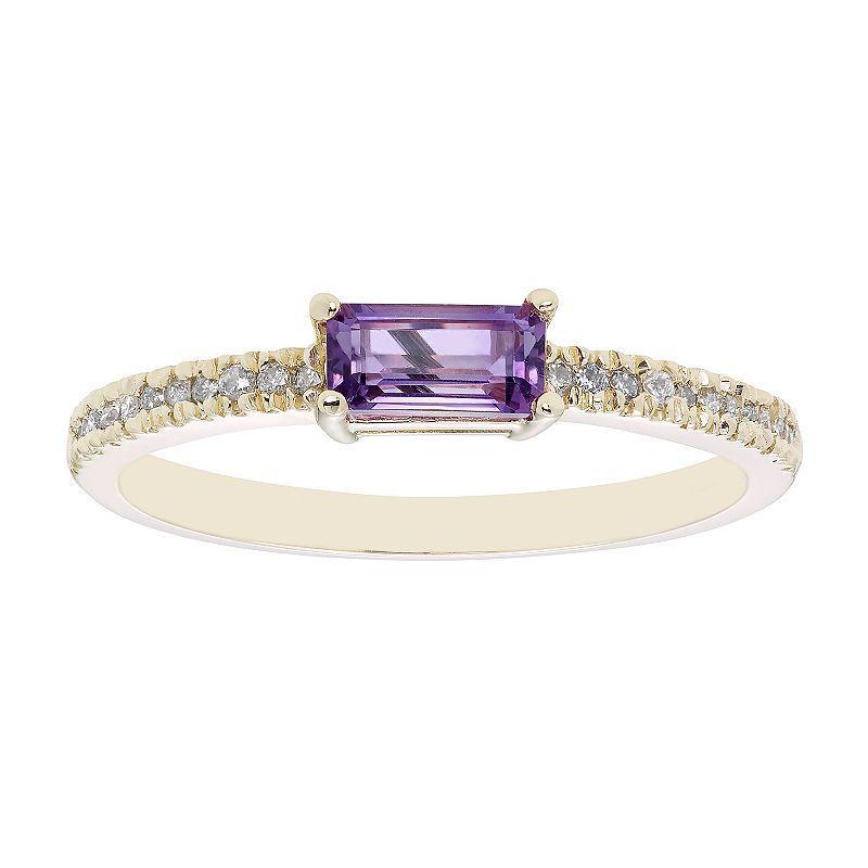 The Regal Collection 14k Gold 1/10 Carat T.W. Diamond & Amethyst Ring, Womens Purple Product Image