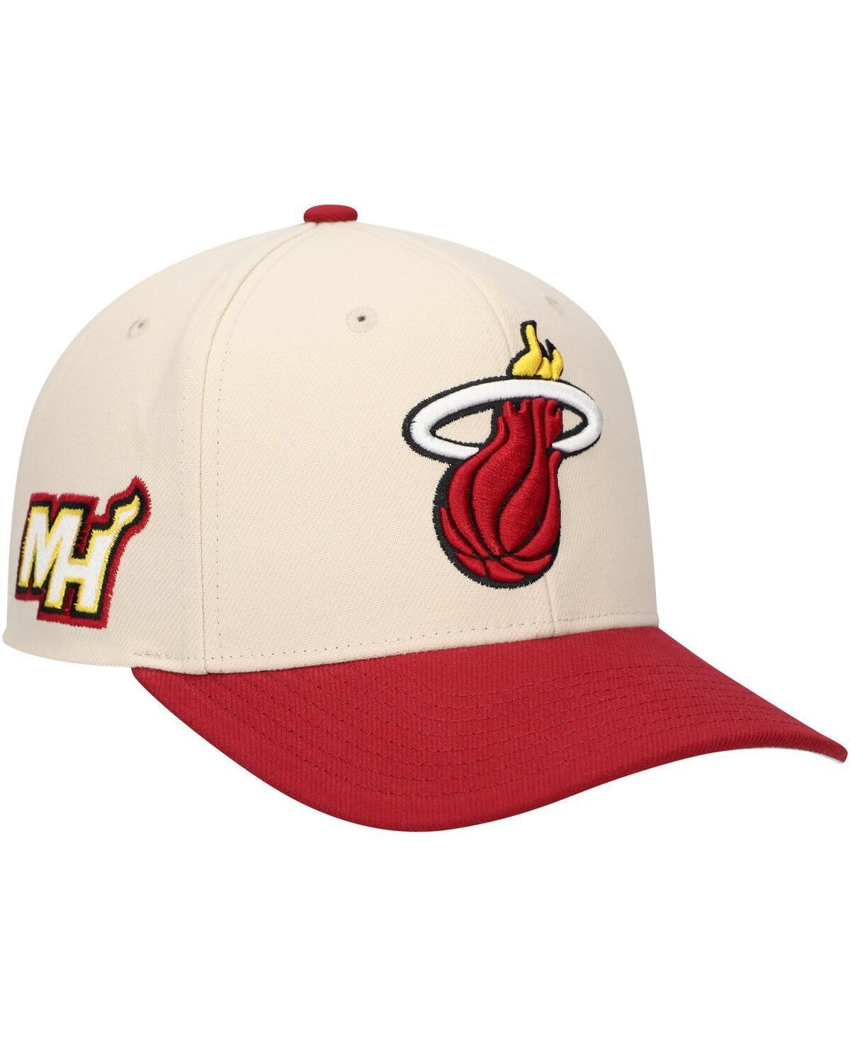 Mens Mitchell & Ness Cream Miami Heat Game On Two-Tone Pro Crown Adjustable Hat Product Image