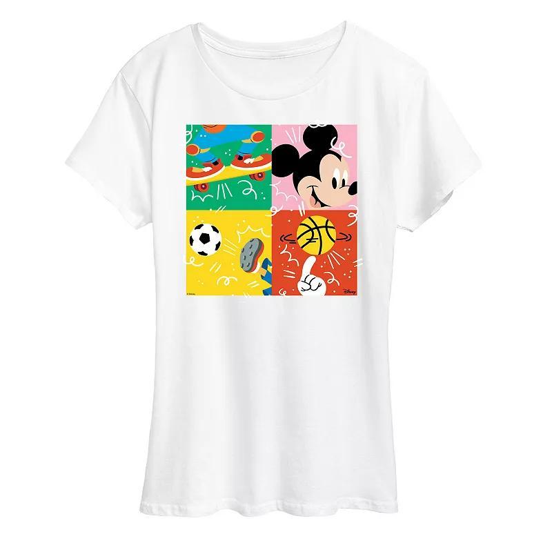 Disneys Mickey Mouse Womens Sports Grid Graphic Tee Blue Product Image