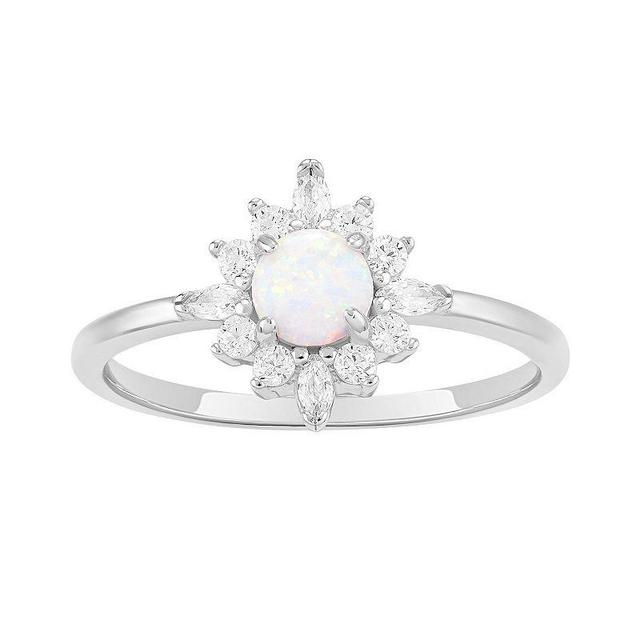 PRIMROSE Sterling Silver Opal & Cubic Zirconia Ring, Womens Grey Product Image