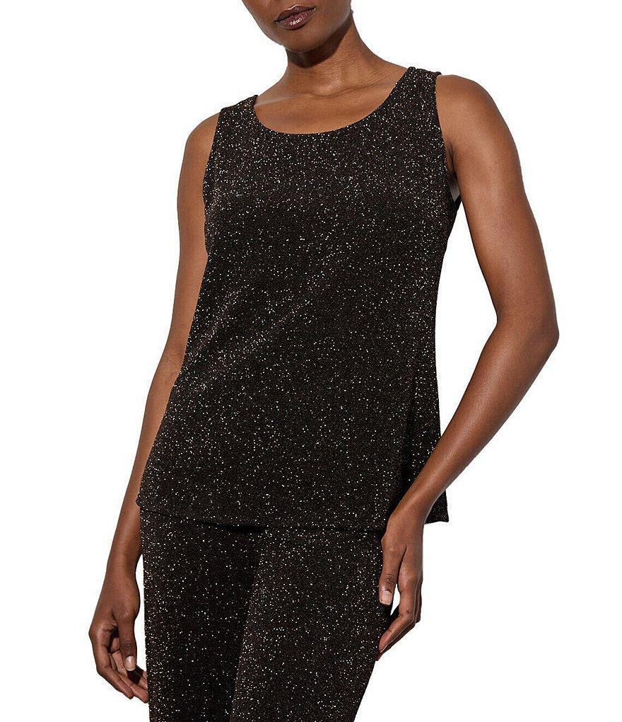 Ming Wang Metallic Stretch Shimmer Scoop Neck Sleeveless Tank Top product image